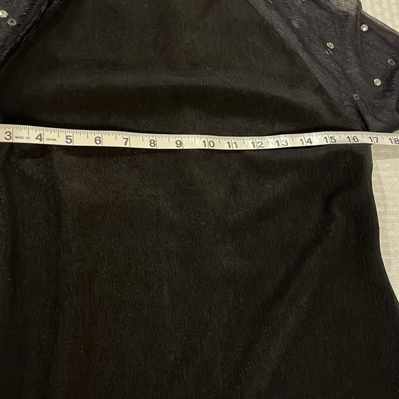 Carabella Black Dress. Sheer sleeves and back with scattered rhinestones. M - Picture 16 of 16
